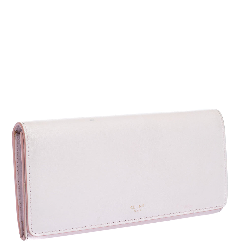 Celine Pink Leather Flap Continental Wallet