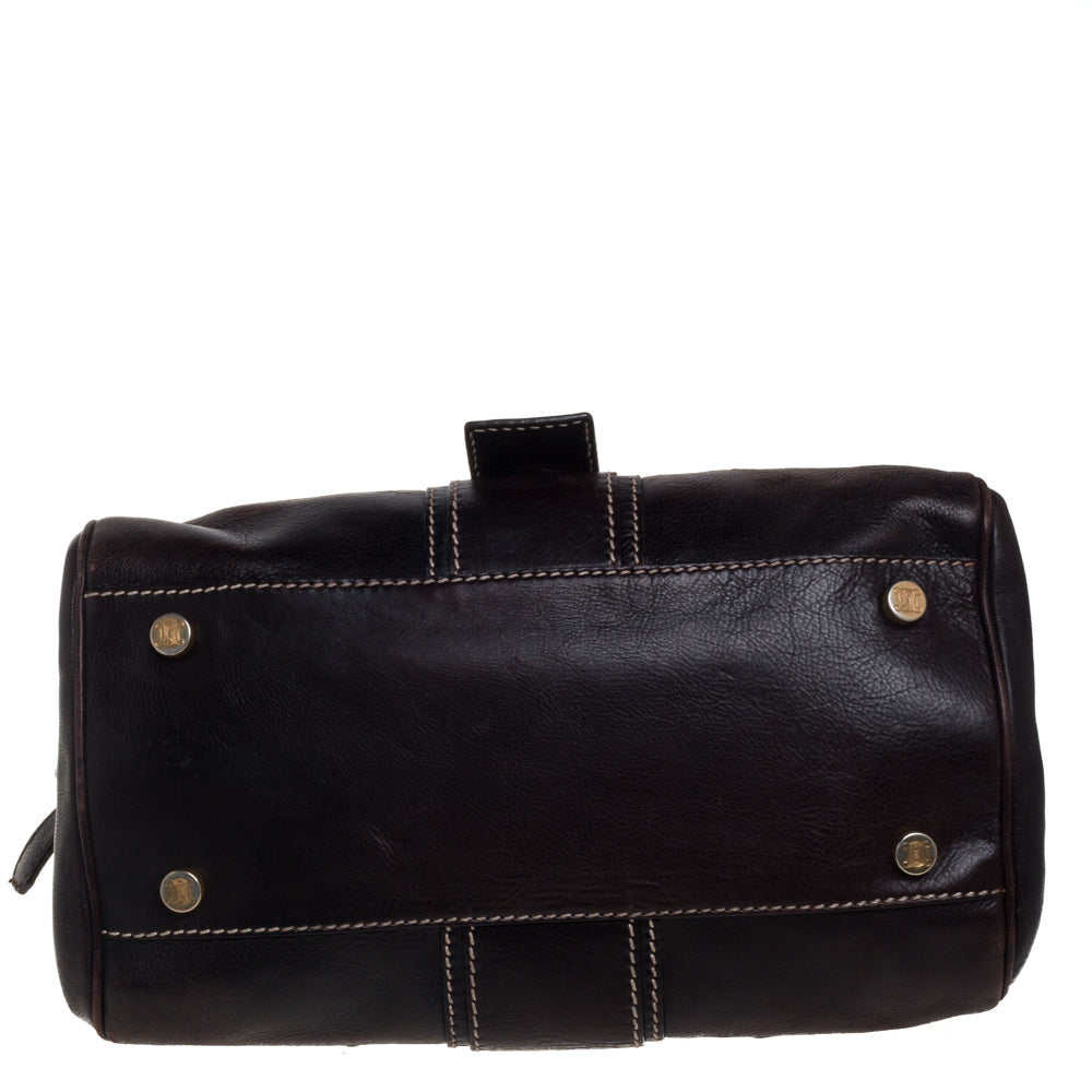 Celine Brown Leather Buckle Satchel
