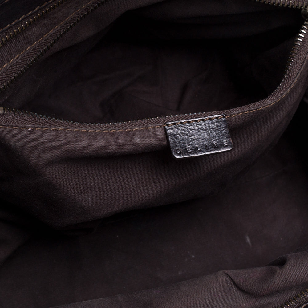 Celine Brown Leather Buckle Satchel