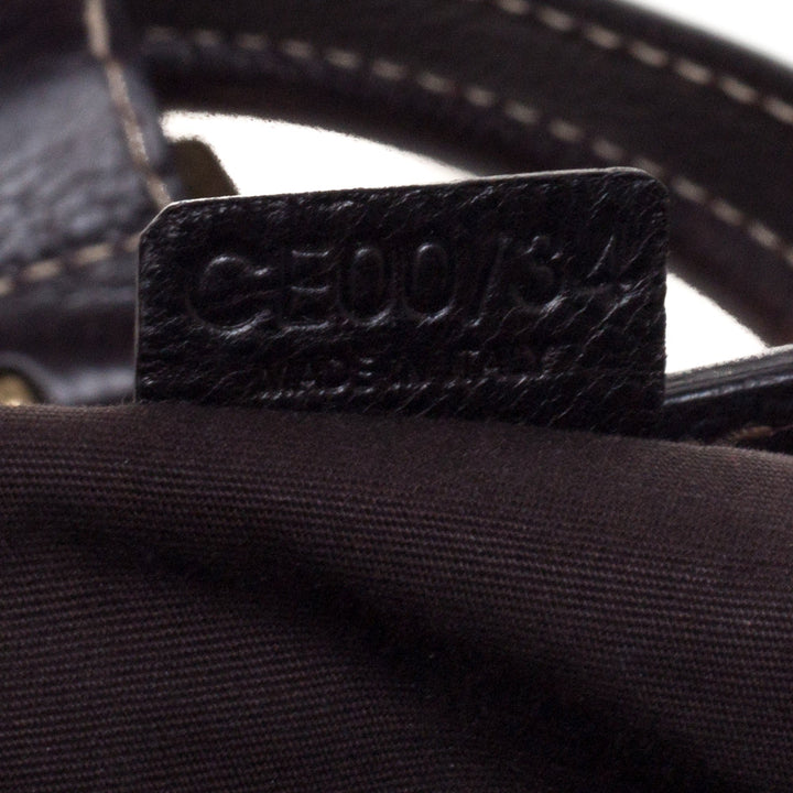 Celine Brown Leather Buckle Satchel