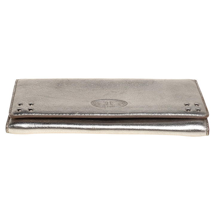 Celine Metallic Gold Leather Flap Continental Wallet