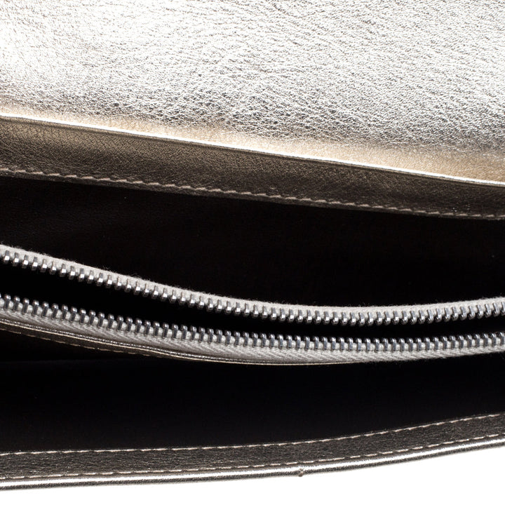 Celine Metallic Gold Leather Flap Continental Wallet