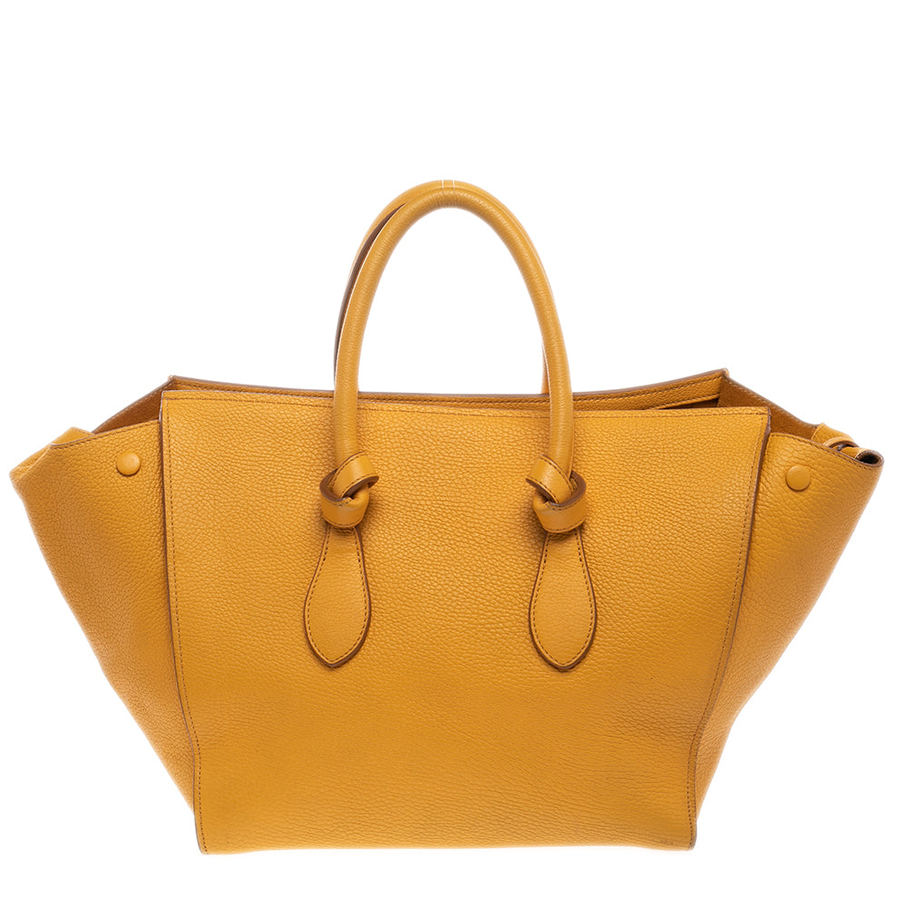 Top Quality Celine Yellow Leather Small Tie Tote