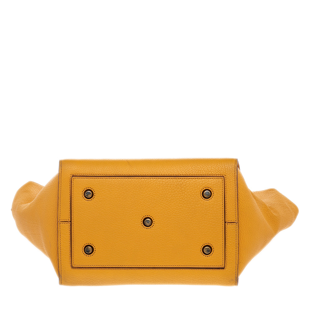 Top Quality Celine Yellow Leather Small Tie Tote
