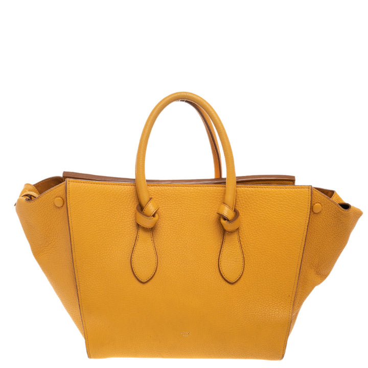 Top Quality Celine Yellow Leather Small Tie Tote