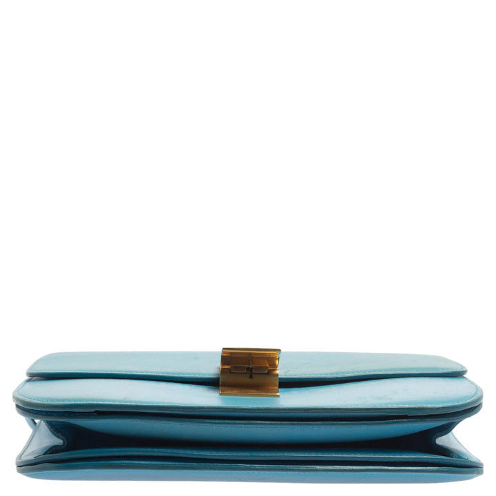 Celine Blue Leather Medium Classic Box Shoulder Bag