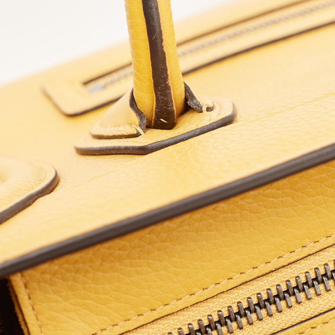 Celine Mustard Leather Nano Luggage Tote