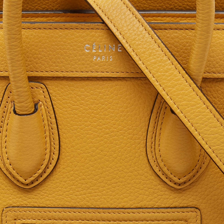 Celine Mustard Leather Nano Luggage Tote