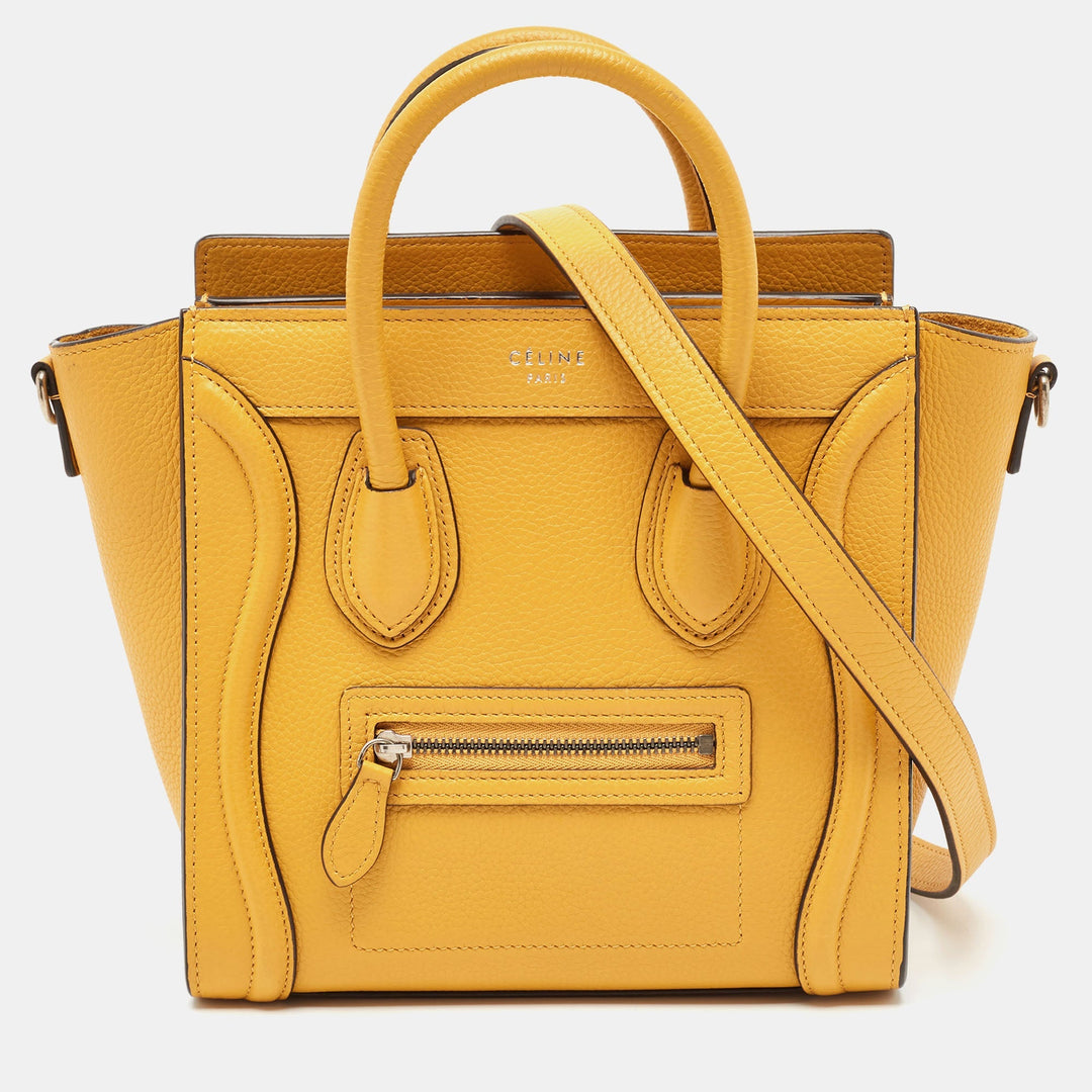 Celine Mustard Leather Nano Luggage Tote