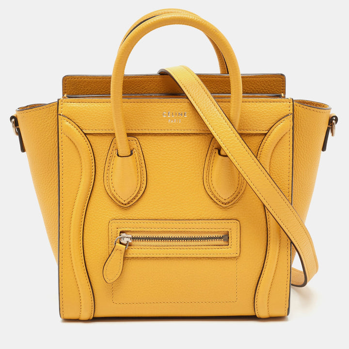 Celine Mustard Leather Nano Luggage Tote