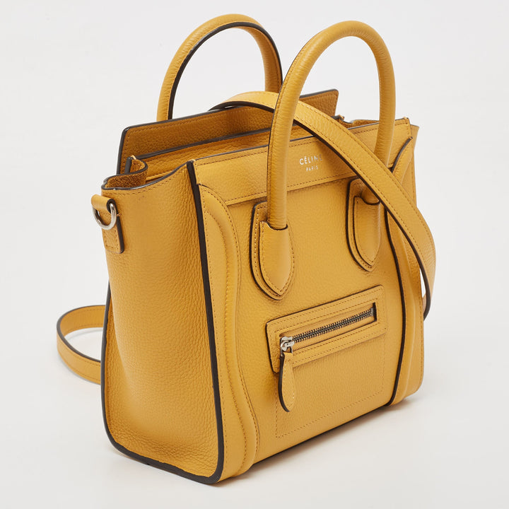 Celine Mustard Leather Nano Luggage Tote
