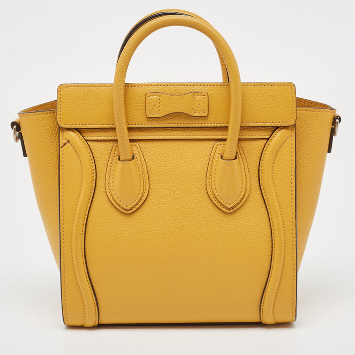 Celine Mustard Leather Nano Luggage Tote
