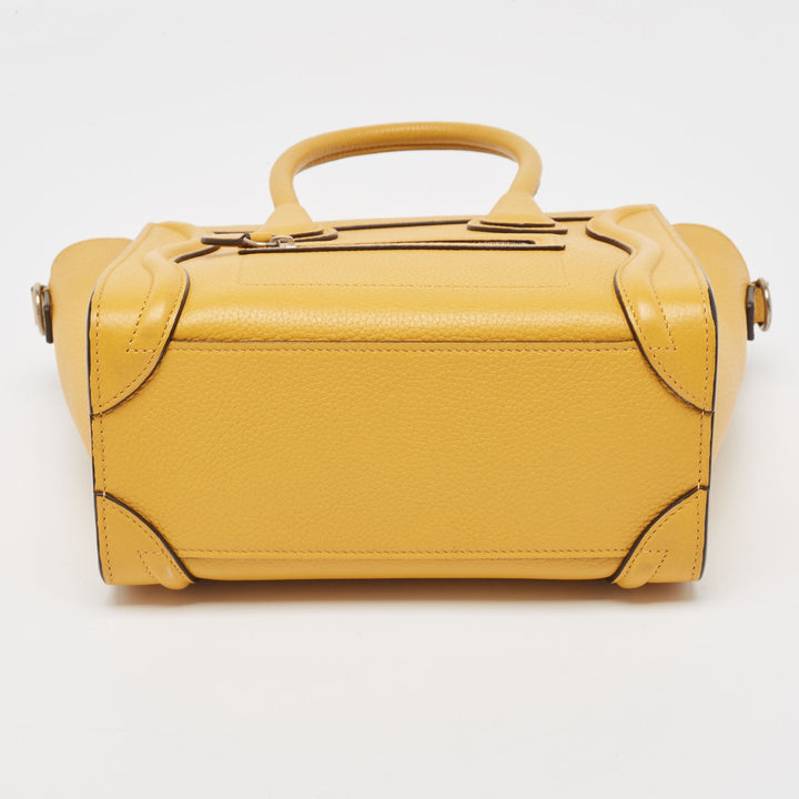 Celine Mustard Leather Nano Luggage Tote