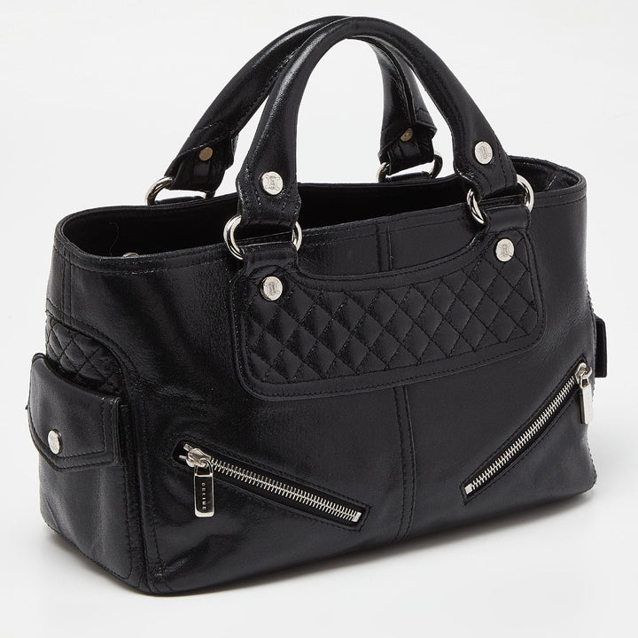 Celine Black Quilted Glossy Leather Boogie Tote
