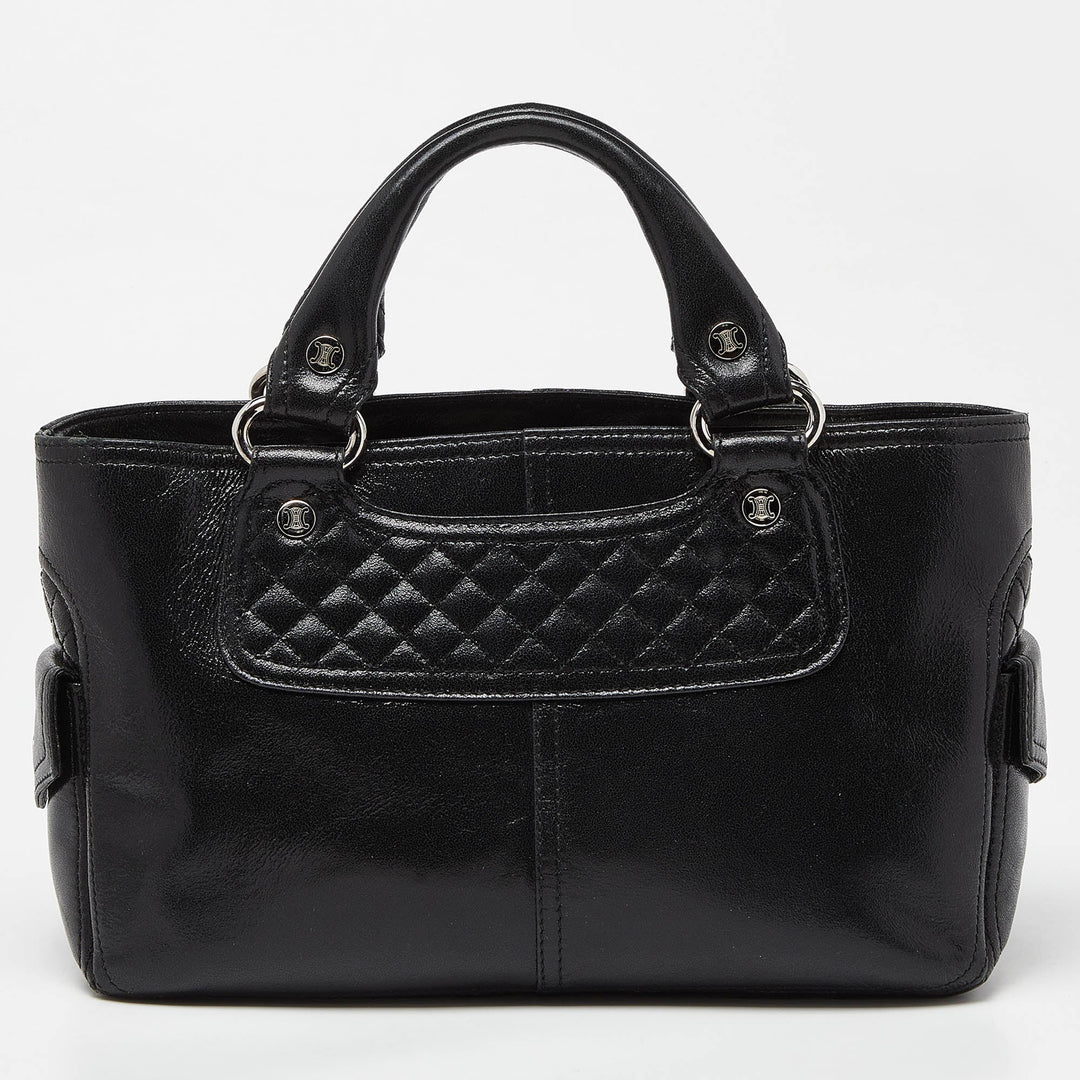 Celine Black Quilted Glossy Leather Boogie Tote