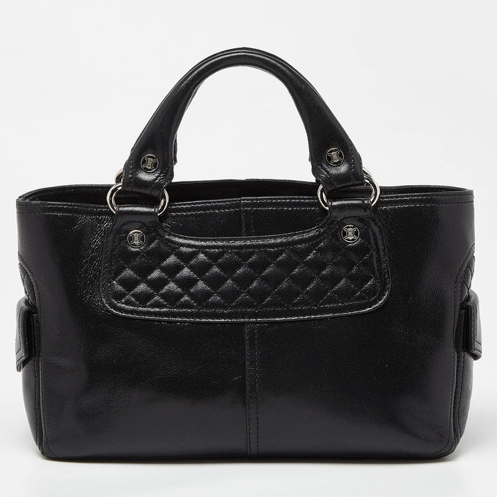 Celine Black Quilted Glossy Leather Boogie Tote