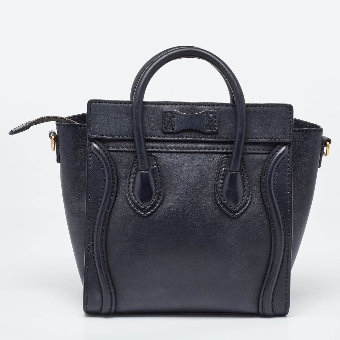 Celine Black Leather Nano Luggage Tote