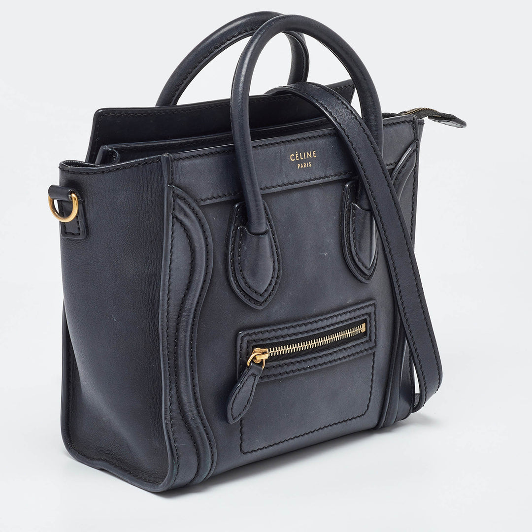 Celine Black Leather Nano Luggage Tote
