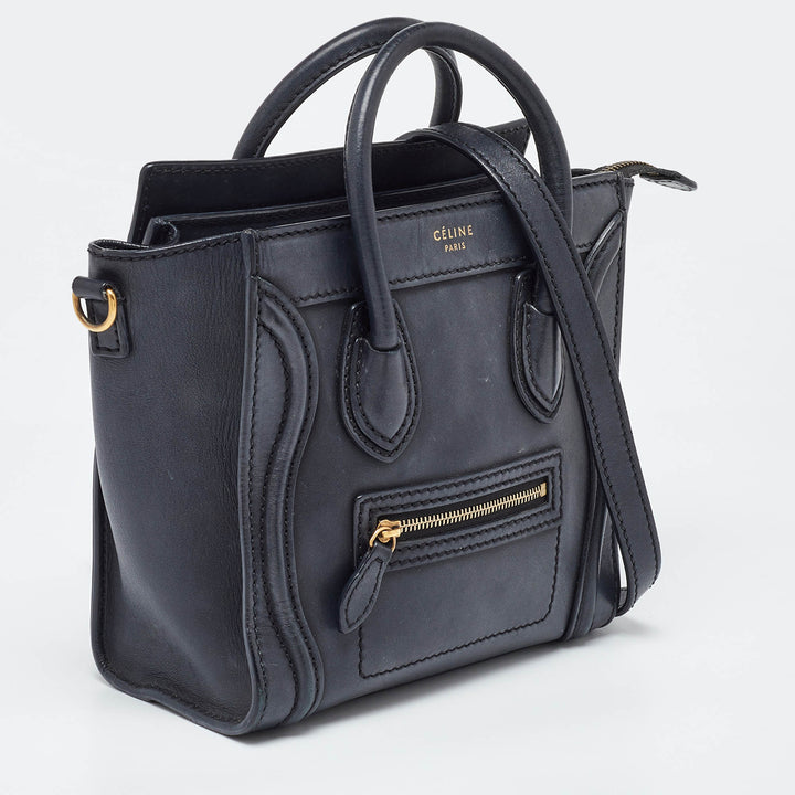 Celine Black Leather Nano Luggage Tote