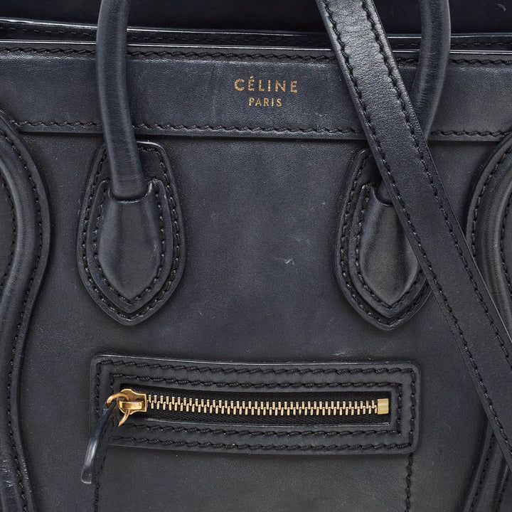 Celine Black Leather Nano Luggage Tote