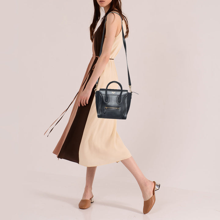 Celine Black Leather Nano Luggage Tote