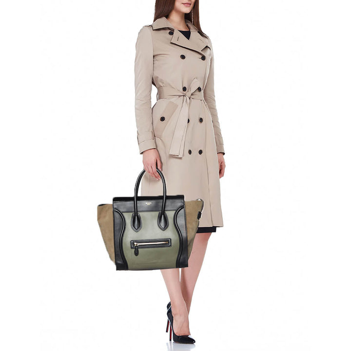 Celine Tricolor Leather and Suede Mini Luggage Tote