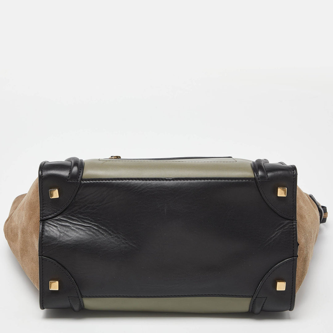 Celine Tricolor Leather and Suede Mini Luggage Tote