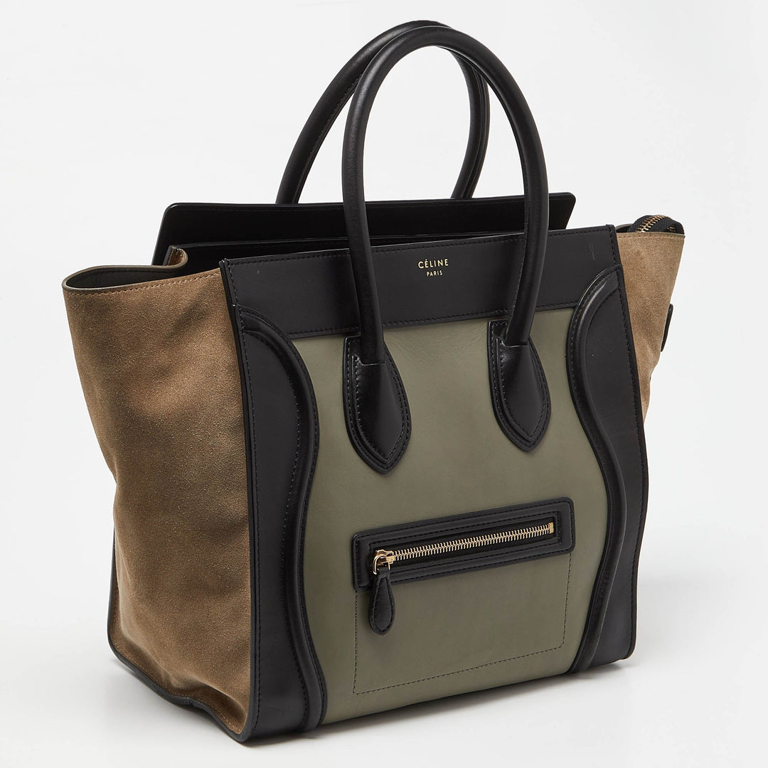 Celine Tricolor Leather and Suede Mini Luggage Tote