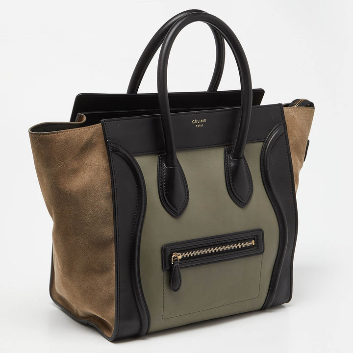 Celine Tricolor Leather and Suede Mini Luggage Tote