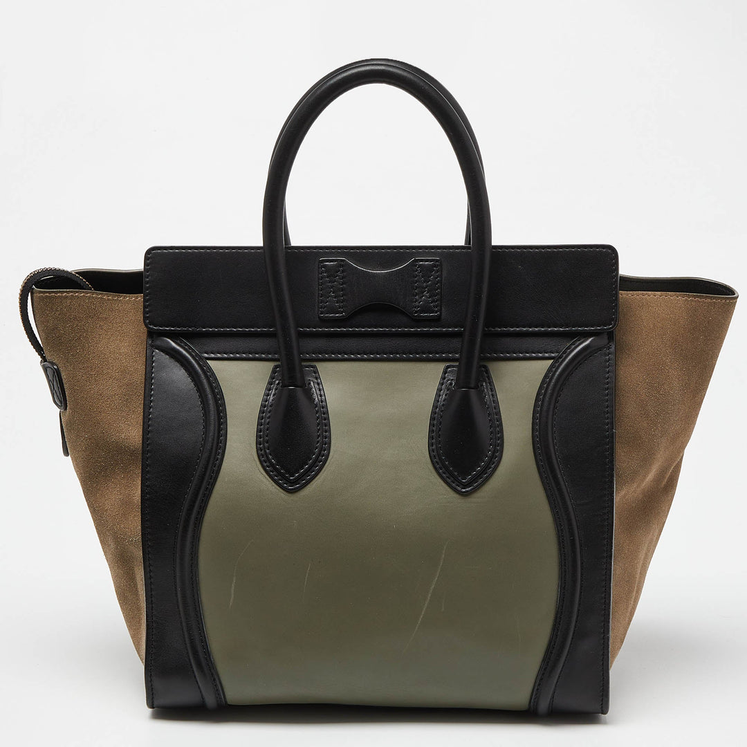 Celine Tricolor Leather and Suede Mini Luggage Tote