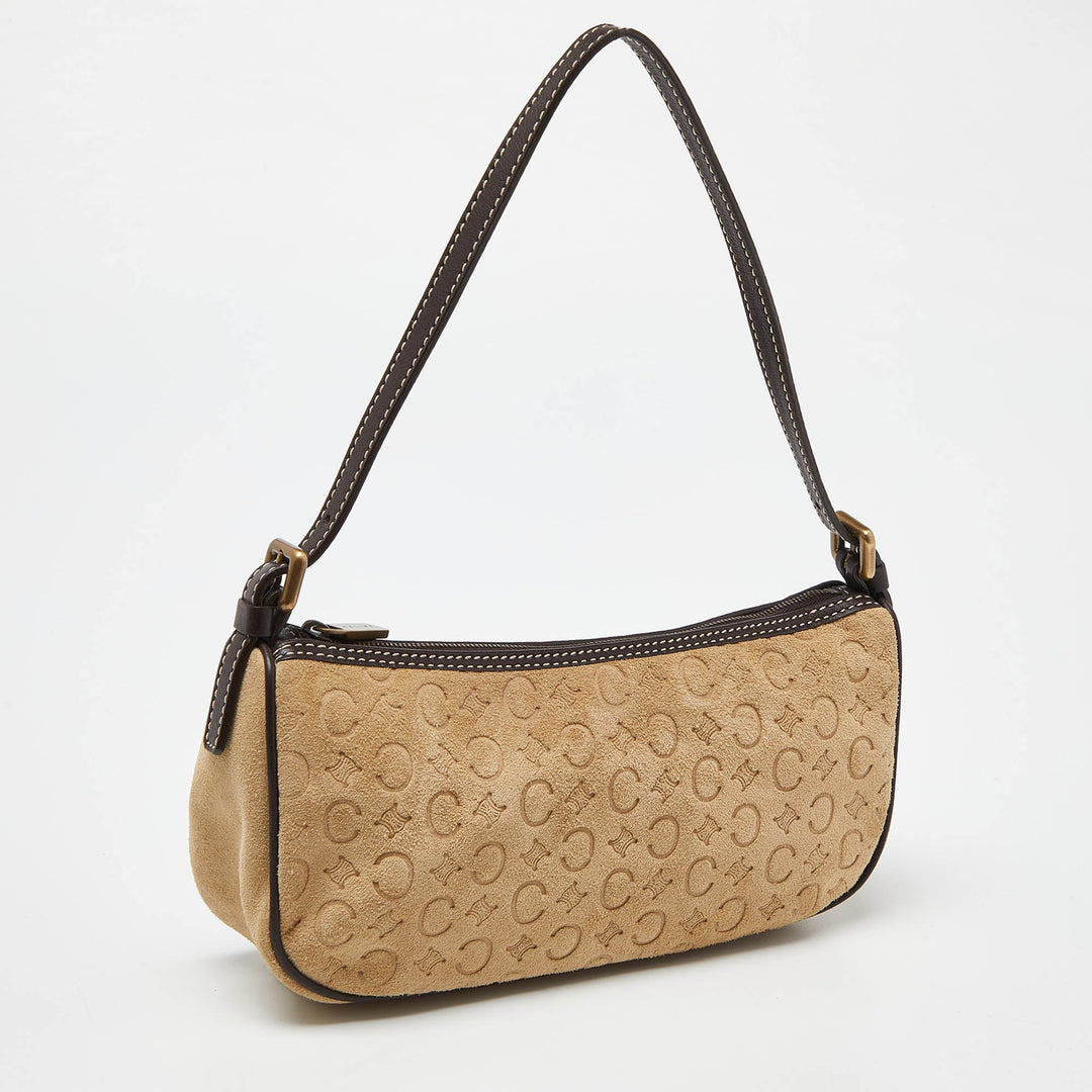 Celine Beige/Brown  Embossed Suede Ava Bag