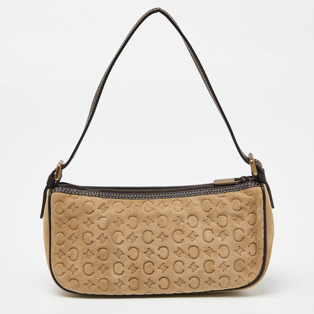 Celine Beige/Brown  Embossed Suede Ava Bag