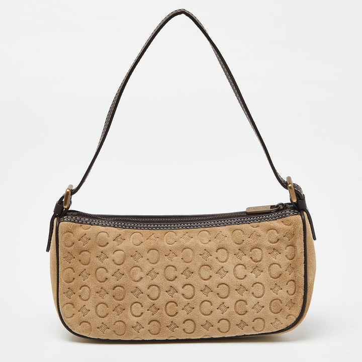 Celine Beige/Brown  Embossed Suede Ava Bag