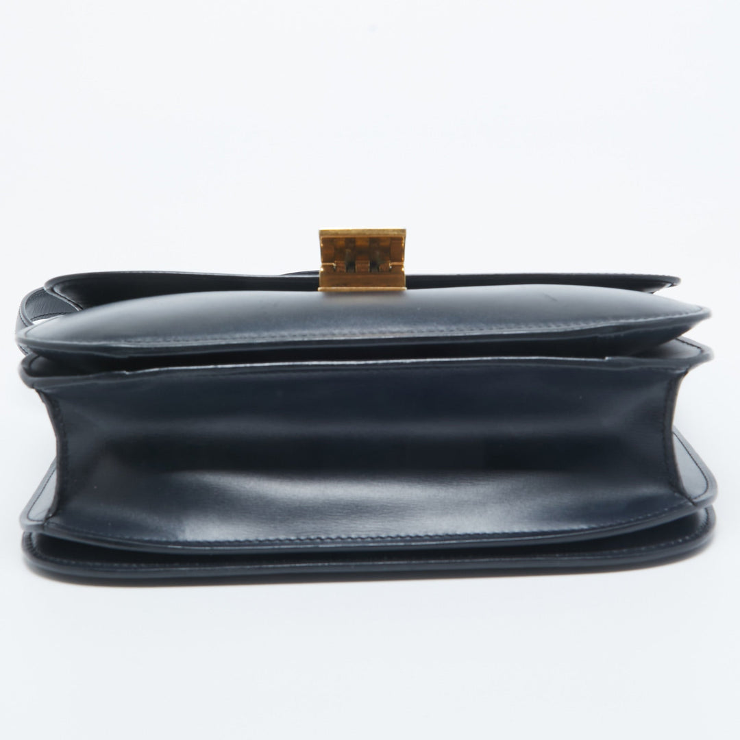Celine Navy Blue Leather Medium Classic Box Shoulder Bag