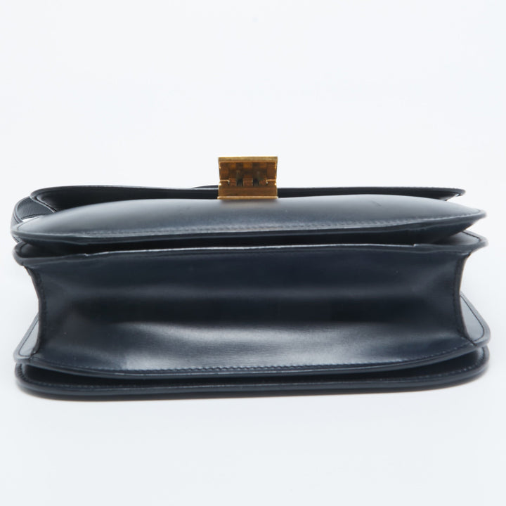 Celine Navy Blue Leather Medium Classic Box Shoulder Bag