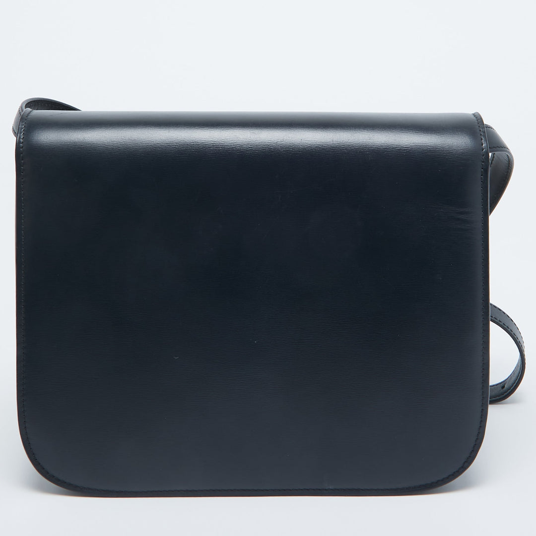 Celine Navy Blue Leather Medium Classic Box Shoulder Bag