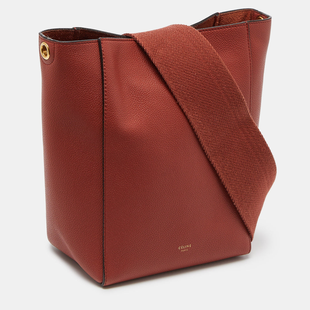 Celine Brick Leather Small Sangle Bucket Bag