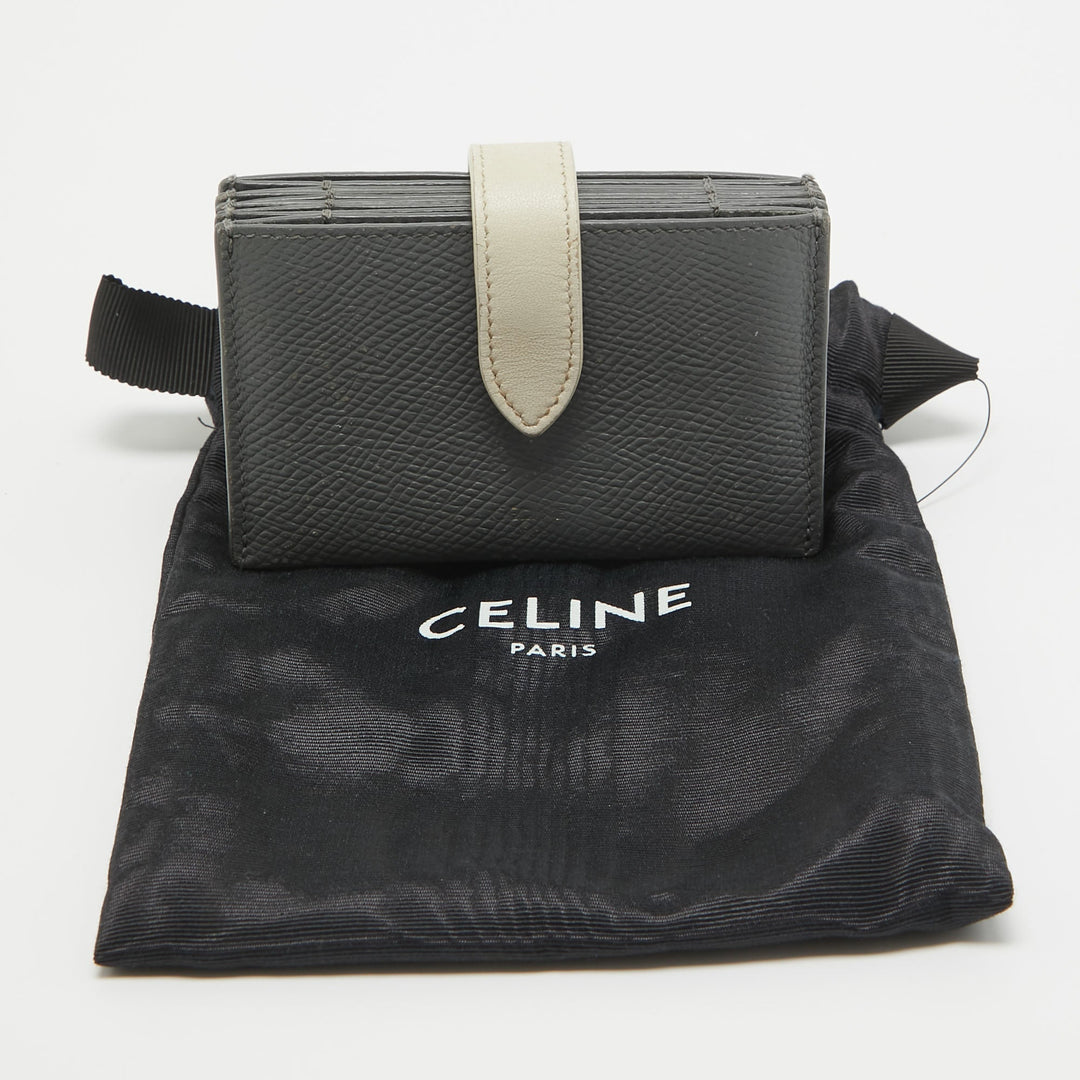 Celine Grey/Off White Leather Accordion Card Holder