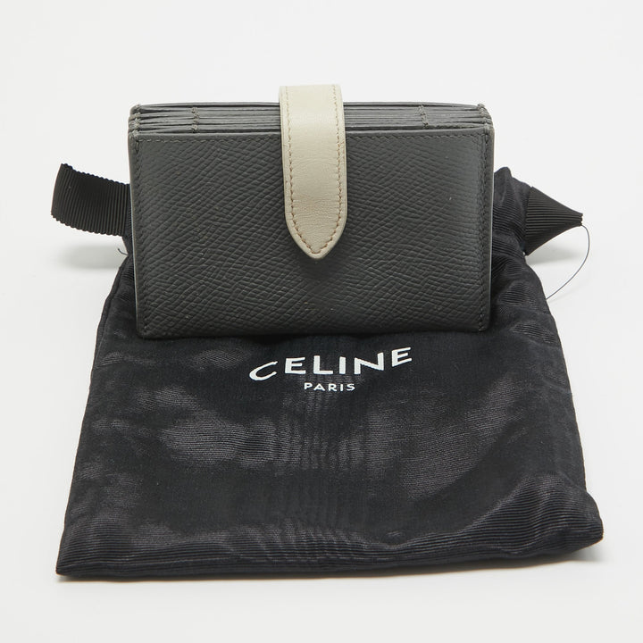 Celine Grey/Off White Leather Accordion Card Holder