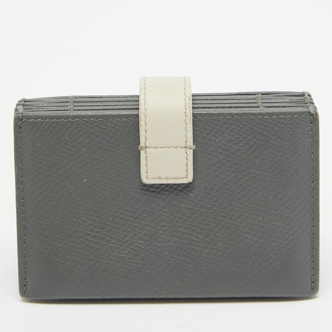 Celine Grey/Off White Leather Accordion Card Holder