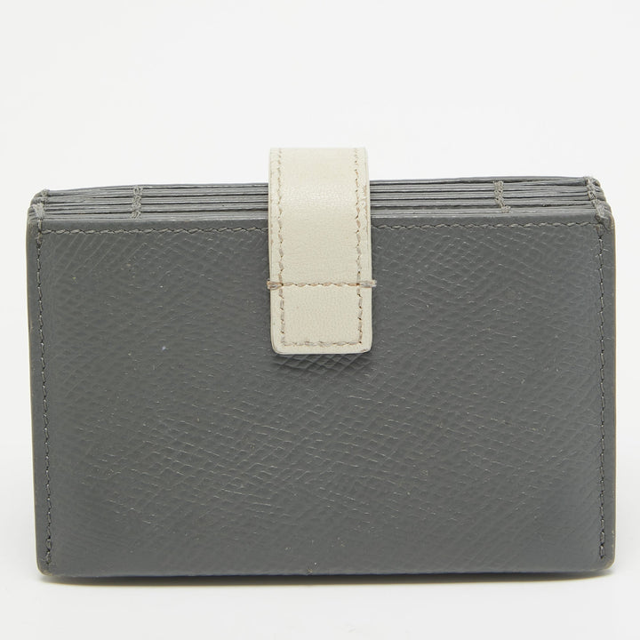 Celine Grey/Off White Leather Accordion Card Holder