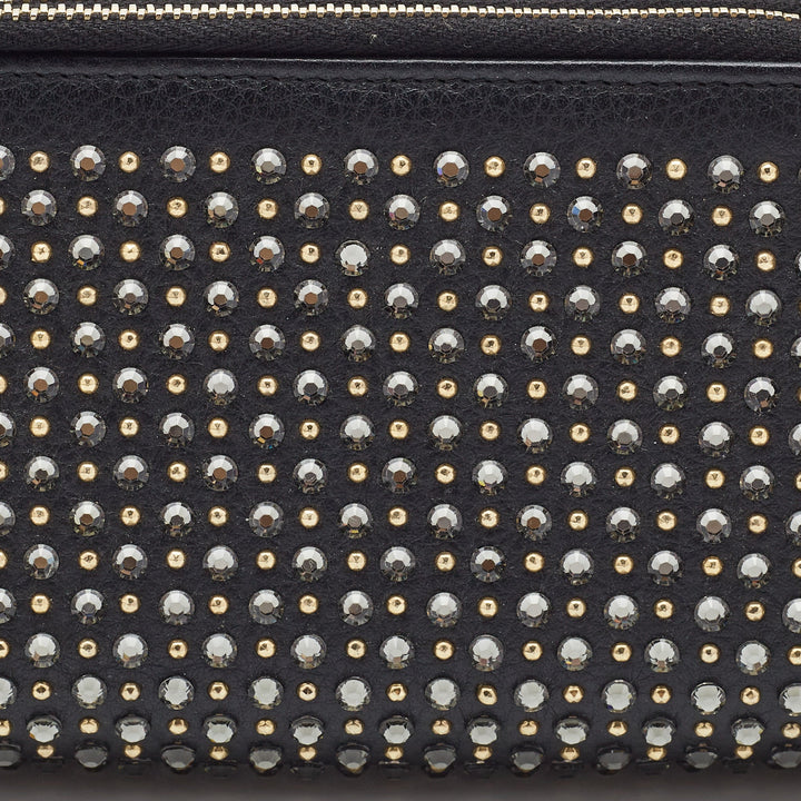 Chanel Black Leather Crystal Studded Bull Phone Holder