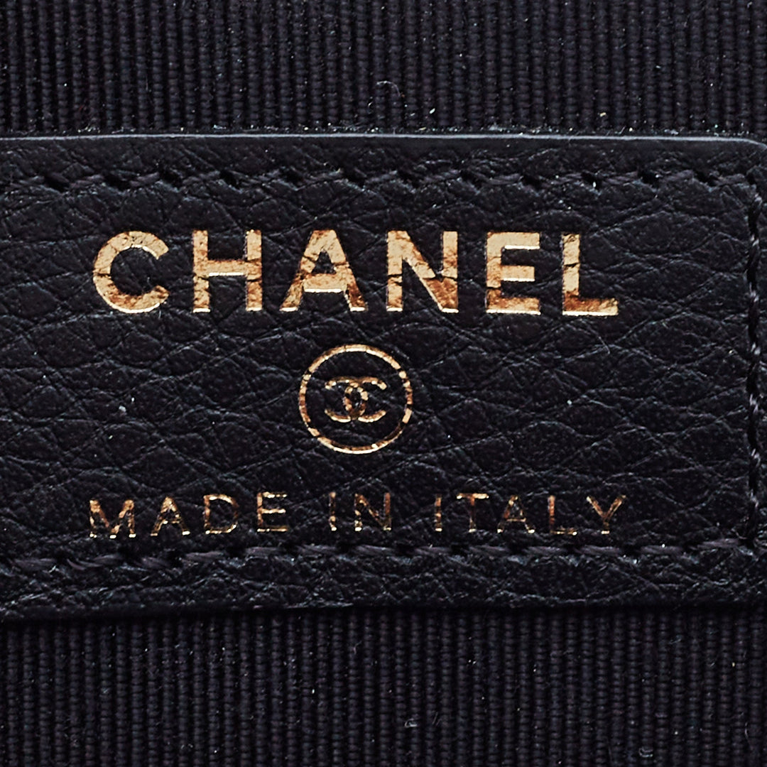 Chanel Black Leather Crystal Studded Bull Phone Holder