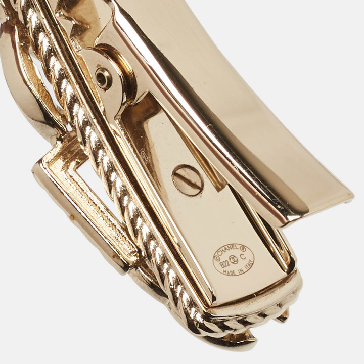 Chanel CC Rue Cambon Crystals Enamel Gold Tone Hairclip