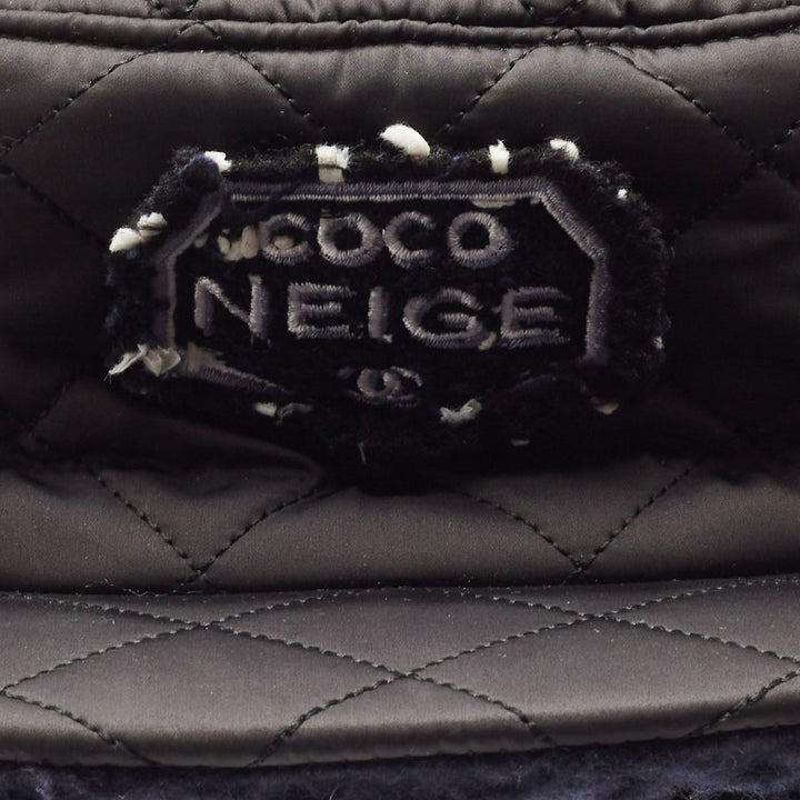 Chanel Black Quilted Coco Neige Trapper Hat M