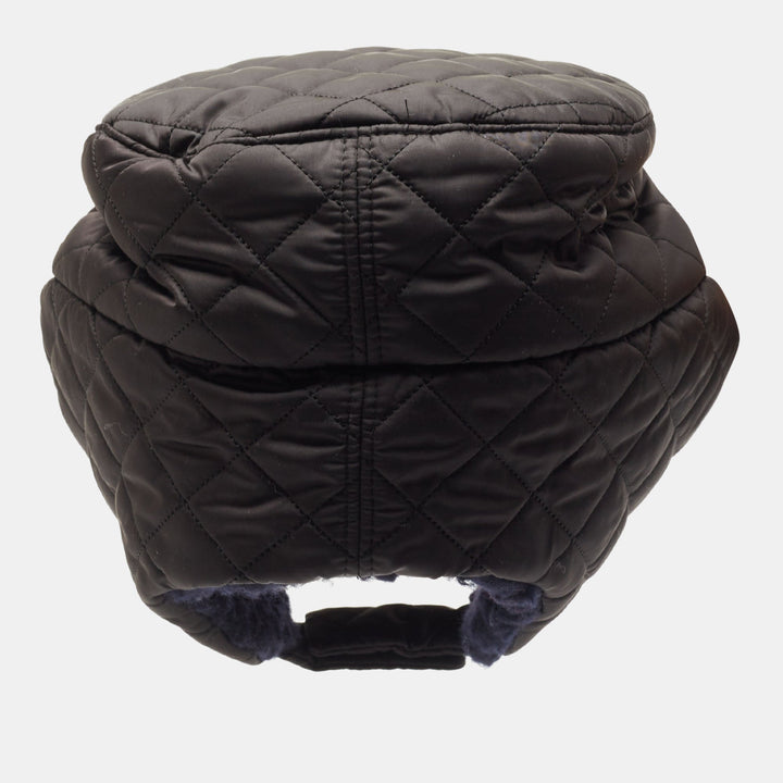 Top Quality Chanel Black Quilted Coco Neige Trapper Hat M