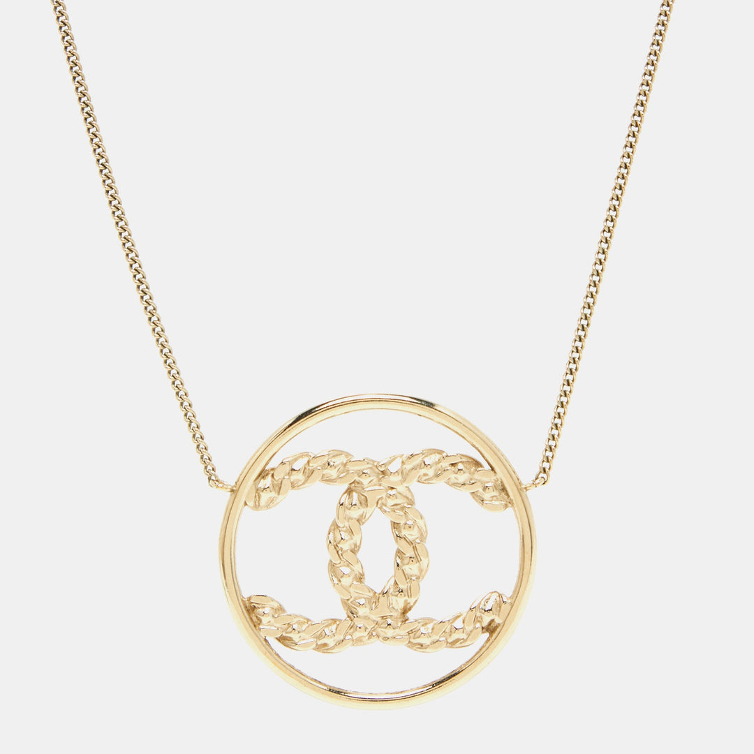 Chanel CC Crystals Gold Tone Necklace