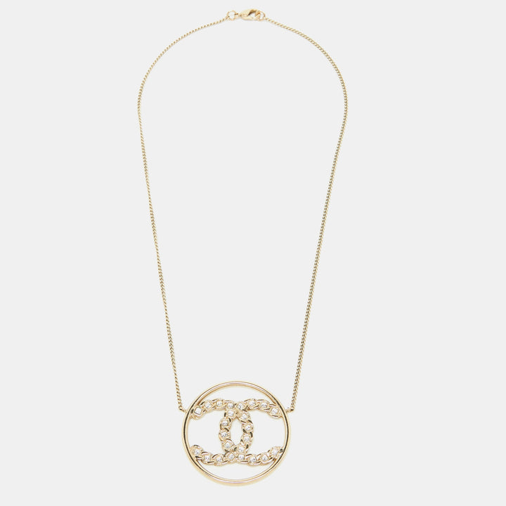 Chanel CC Crystals Gold Tone Necklace