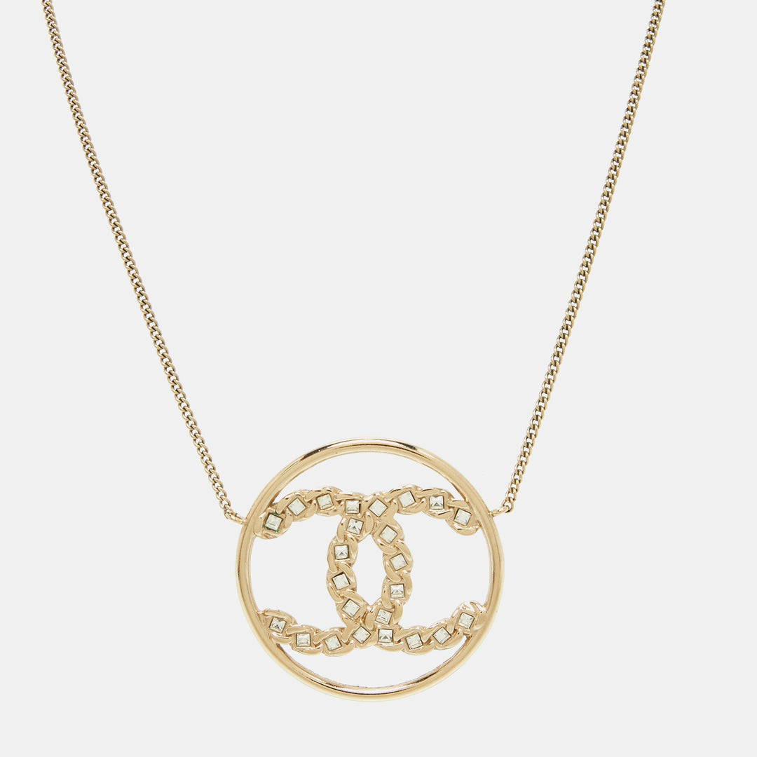 Chanel CC Crystals Gold Tone Necklace