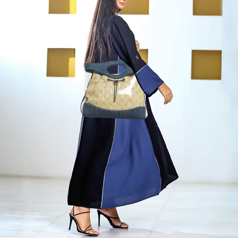 Top Quality Chanel Navy Blue PVC and Denim 31 Shopping Bag
